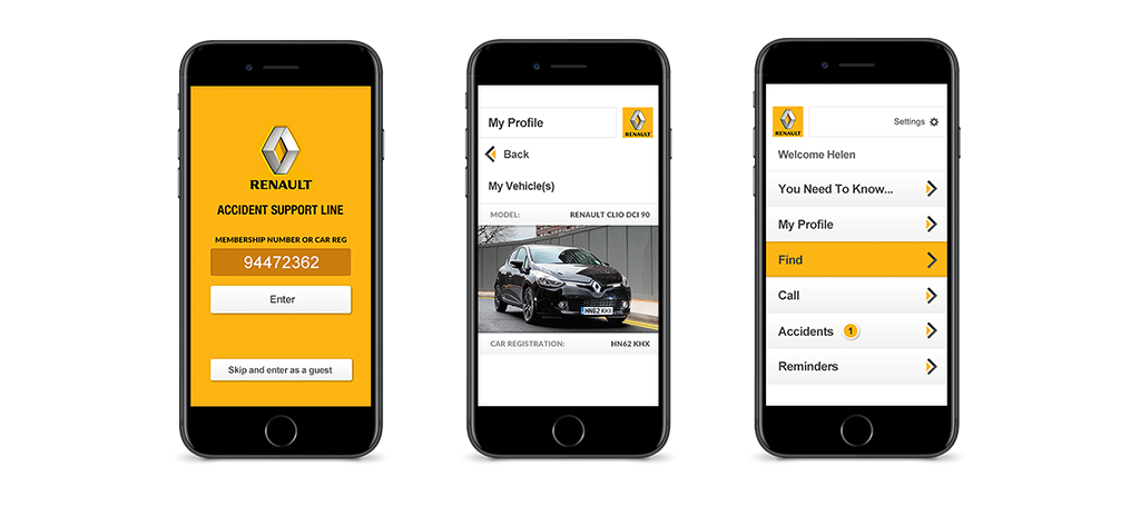 Renault's Accident Support Line mobile application